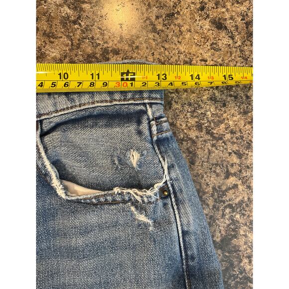 Reformation Julia High Cigarette Jean Antigua Blue Distressed Denim Size 24 - Picture 7 of 9